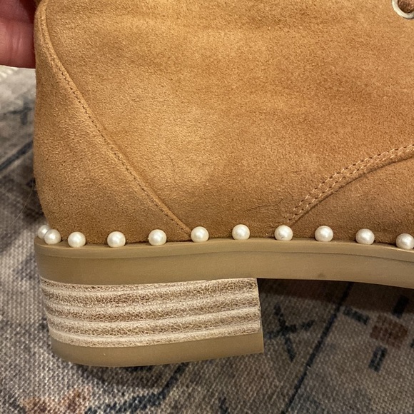 Stuart Weitzman Chelsea Brown Suede Pearl Combat Hiking Boots - Picture 7 of 12